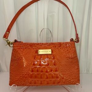 Brahmin Vibrant Orange Embossed Shoulder Bag